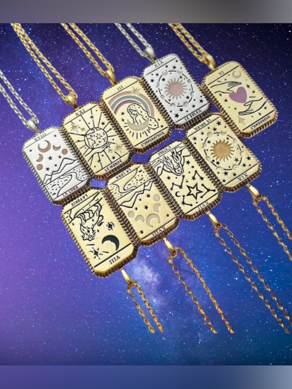 18k gold plated Astrology Tarot Pendant Necklace